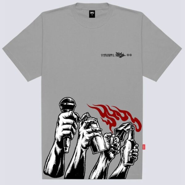 Camisa Oversized Chamas Chronic x Thaide  (Cinza)