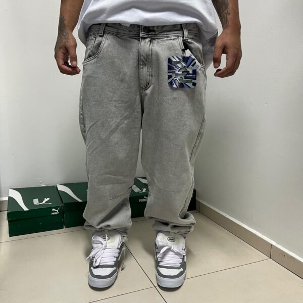 Calça Jeans Baggy Gray Denim Cinza - Imagem 3